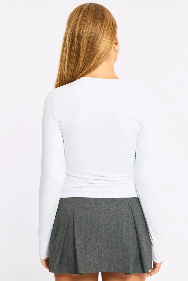 White Long Sleeve Skinny Fit T-Shirt sold by Ally Fashion product image thumbnail 4