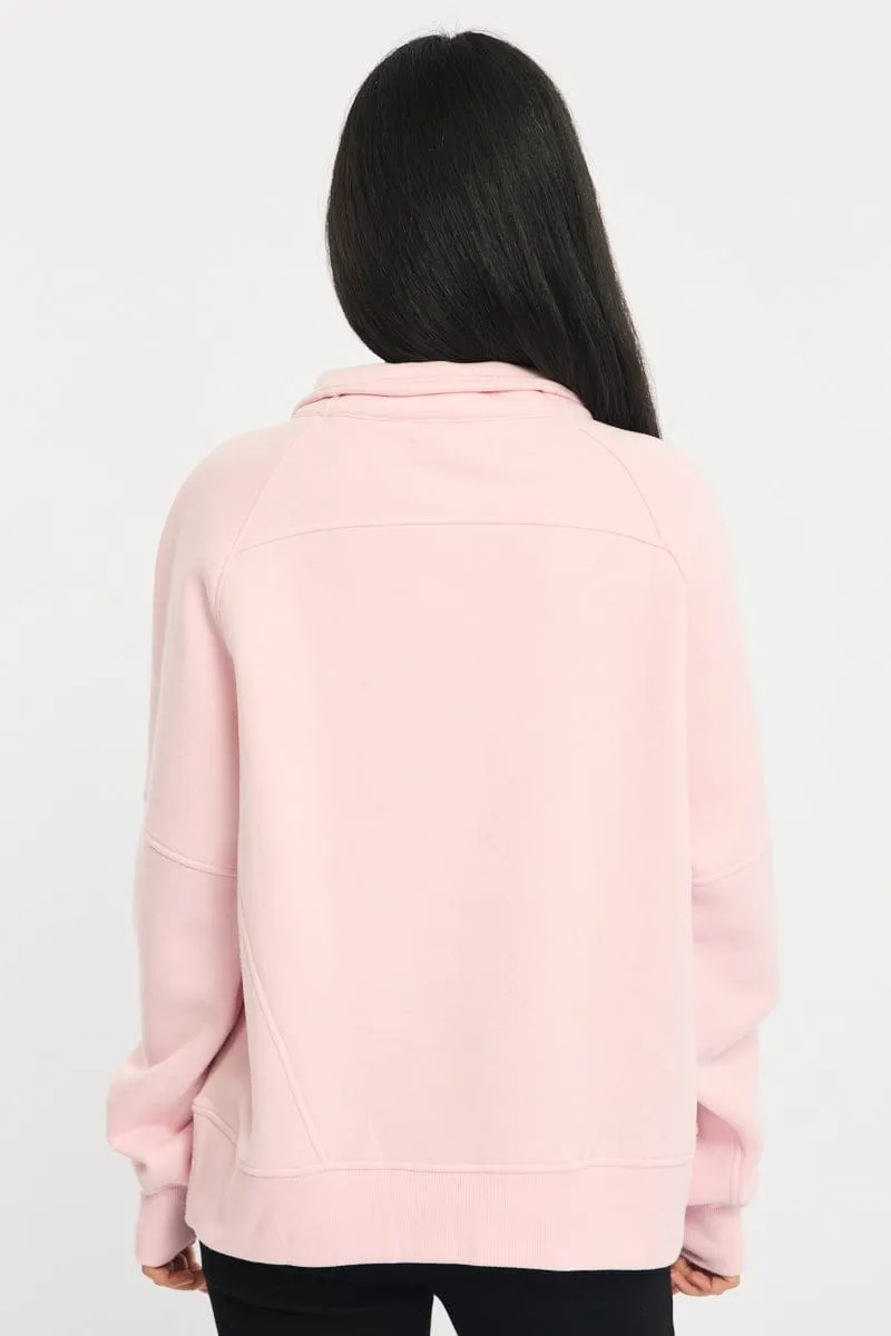 Pink Zip Up Sweater Long Sleeve sold by Ally Fashion product image thumbnail 4