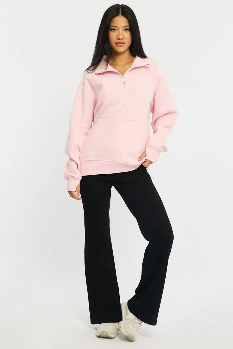 Pink Zip Up Sweater Long Sleeve sold by Ally Fashion product image thumbnail 2