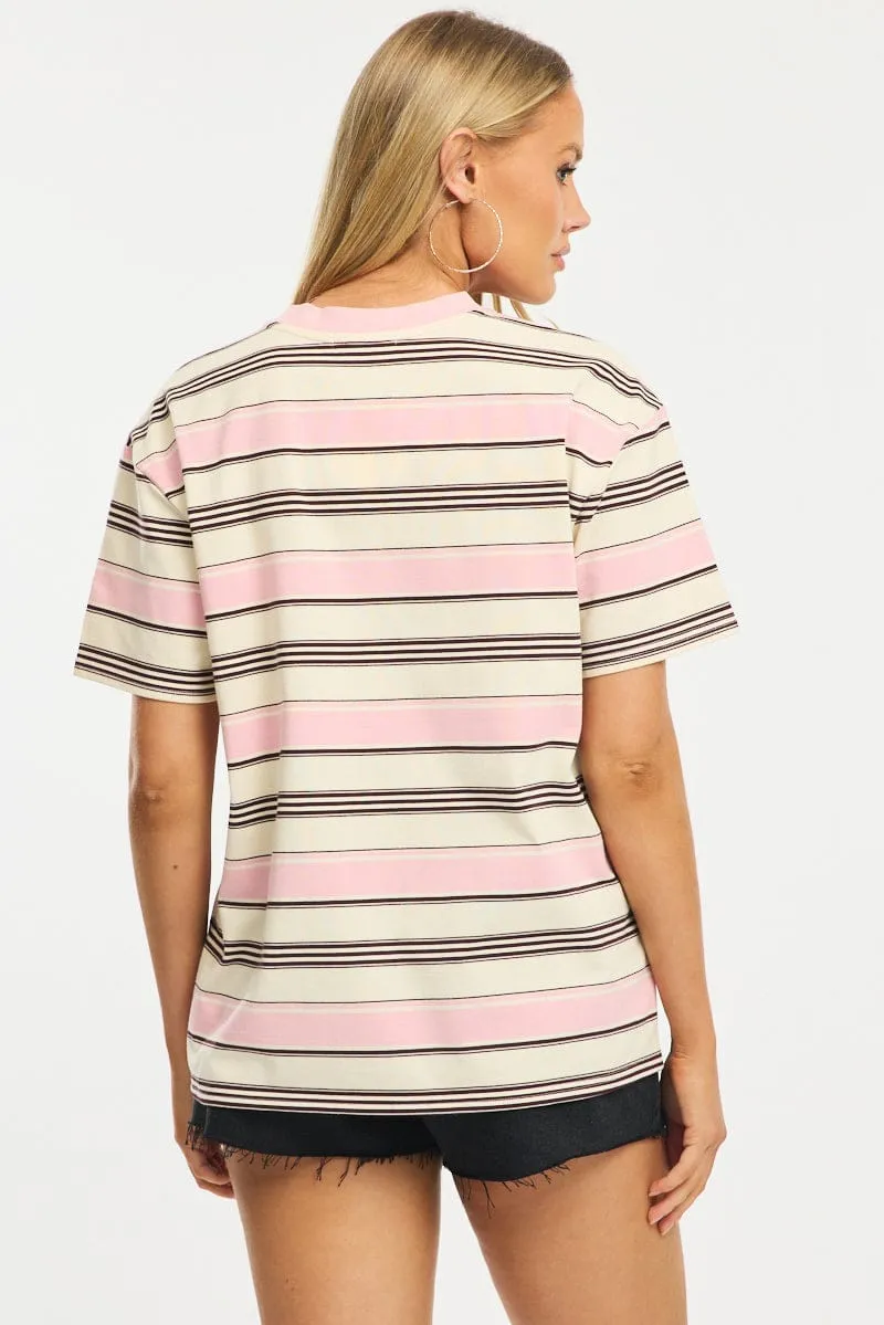Pink Stripe Oversized Tee Short Sleeve sold by Ally Fashion product image thumbnail 4