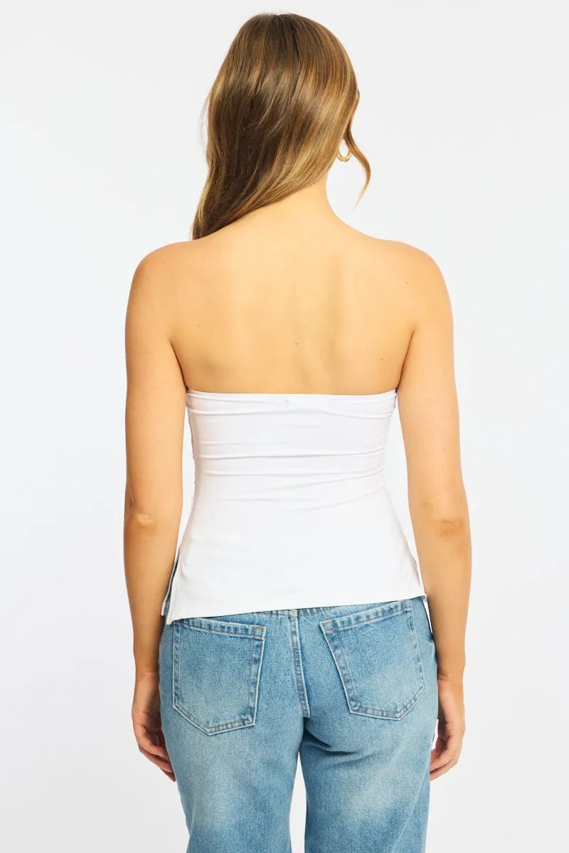 White Bandeau Top Side Split sold by Ally Fashion product image thumbnail 5