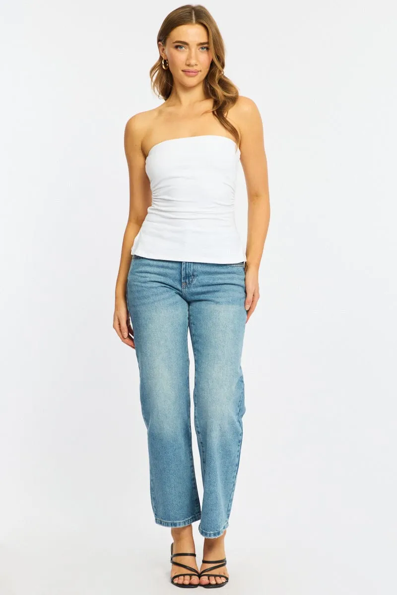 White Bandeau Top Side Split sold by Ally Fashion product image thumbnail 2