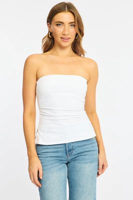 White Bandeau Top Side Split sold by Ally Fashion