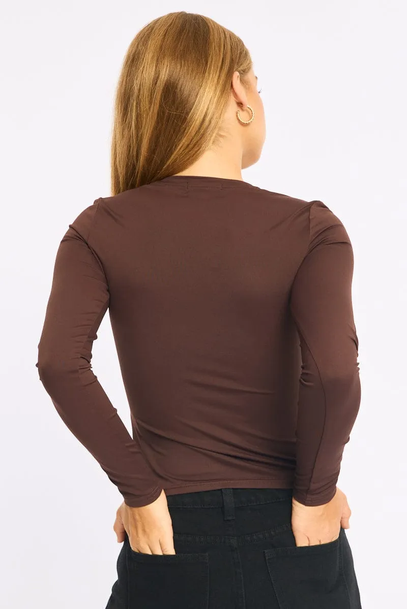 Brown Long Sleeve Skinny Fit T-Shirt sold by Ally Fashion product image thumbnail 4