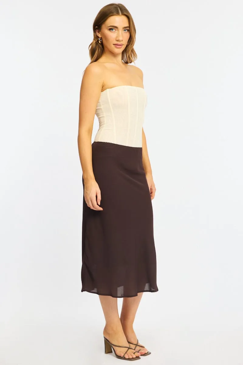 Brown Midi Skirt Mid Rise Chiffon Lined sold by Ally Fashion product image thumbnail 5