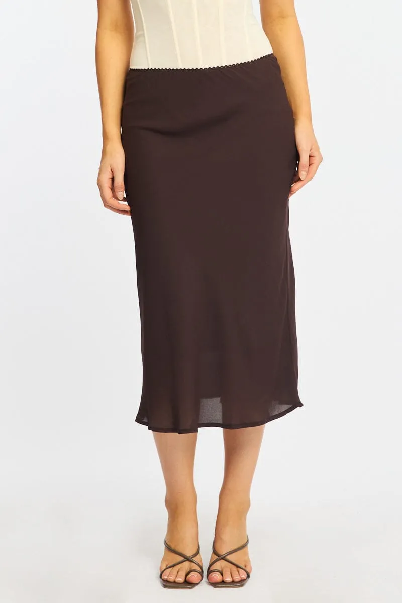 Brown Midi Skirt Mid Rise Chiffon Lined sold by Ally Fashion product image thumbnail 2