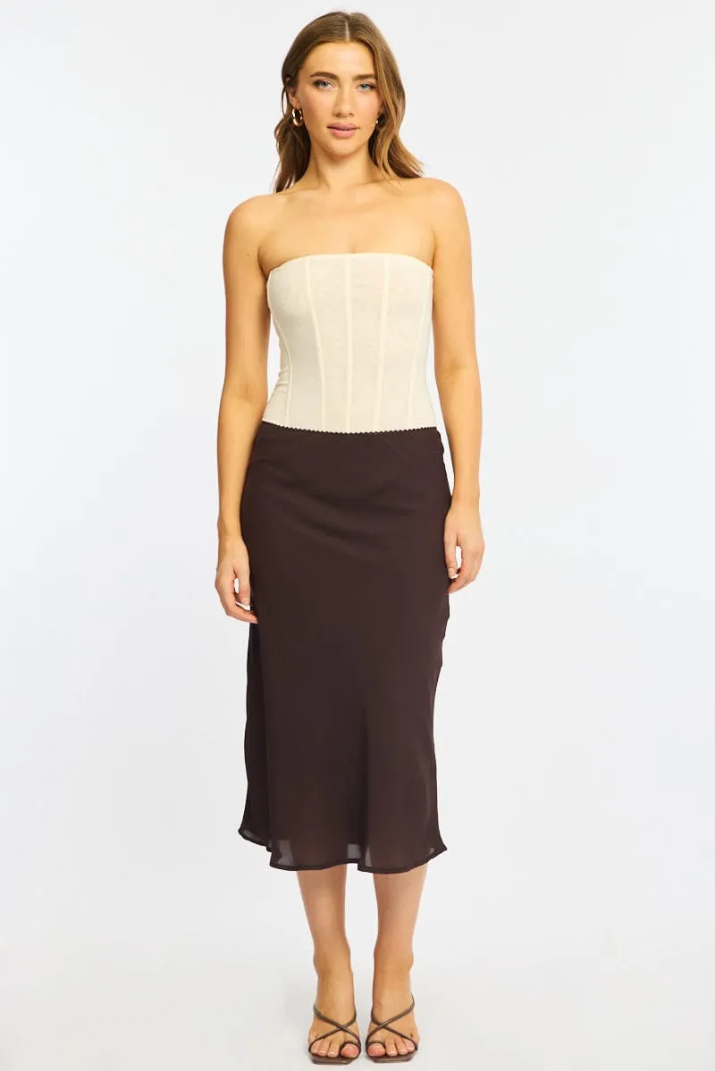 Brown Midi Skirt Mid Rise Chiffon Lined sold by Ally Fashion product image thumbnail 3