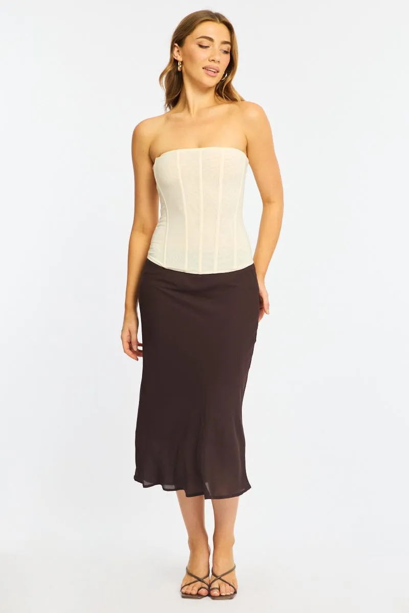 Brown Midi Skirt Mid Rise Chiffon Lined sold by Ally Fashion product image thumbnail 4