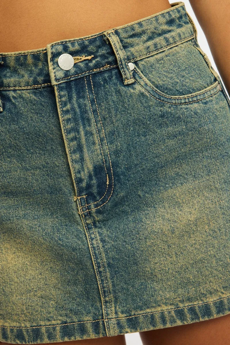 Denim Mini Skirt Mid Rise Regular Fit Diesel Wash sold by Ally Fashion product image thumbnail 5