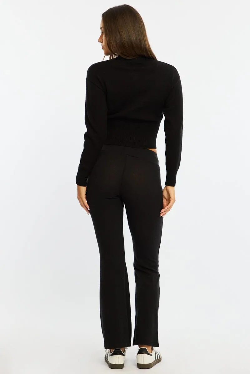 Black Flare Leg Pants Elasticated Waist sold by Ally Fashion product image thumbnail 4