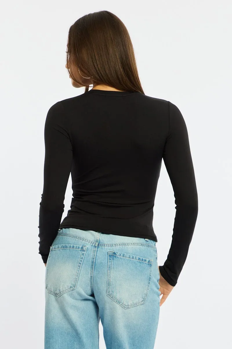 Black Long Sleeve Skinny Fit T-Shirt sold by Ally Fashion product image thumbnail 5
