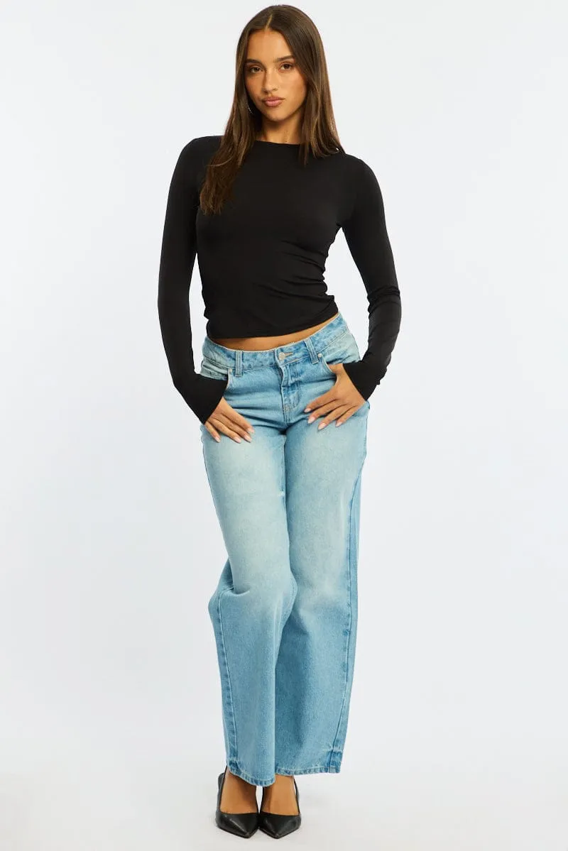 Black Long Sleeve Skinny Fit T-Shirt sold by Ally Fashion product image thumbnail 2