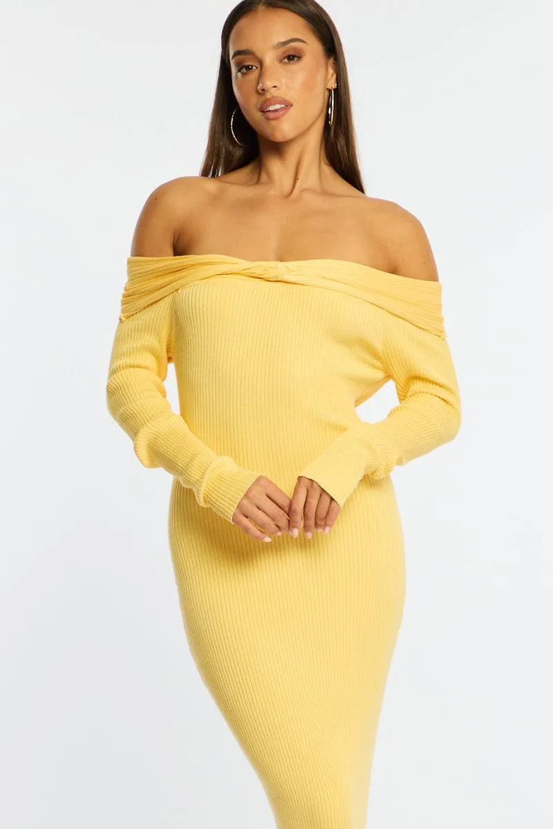 Yellow Knit Dress Long Sleeve Maxi sold by Ally Fashion product image thumbnail 2