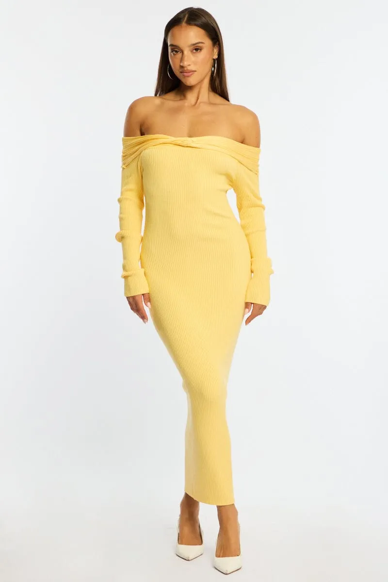 Yellow Knit Dress Long Sleeve Maxi sold by Ally Fashion product image thumbnail 3