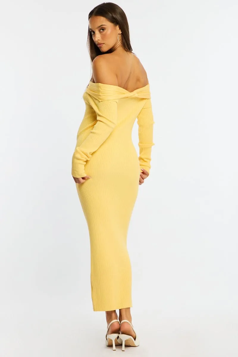Yellow Knit Dress Long Sleeve Maxi sold by Ally Fashion product image thumbnail 5