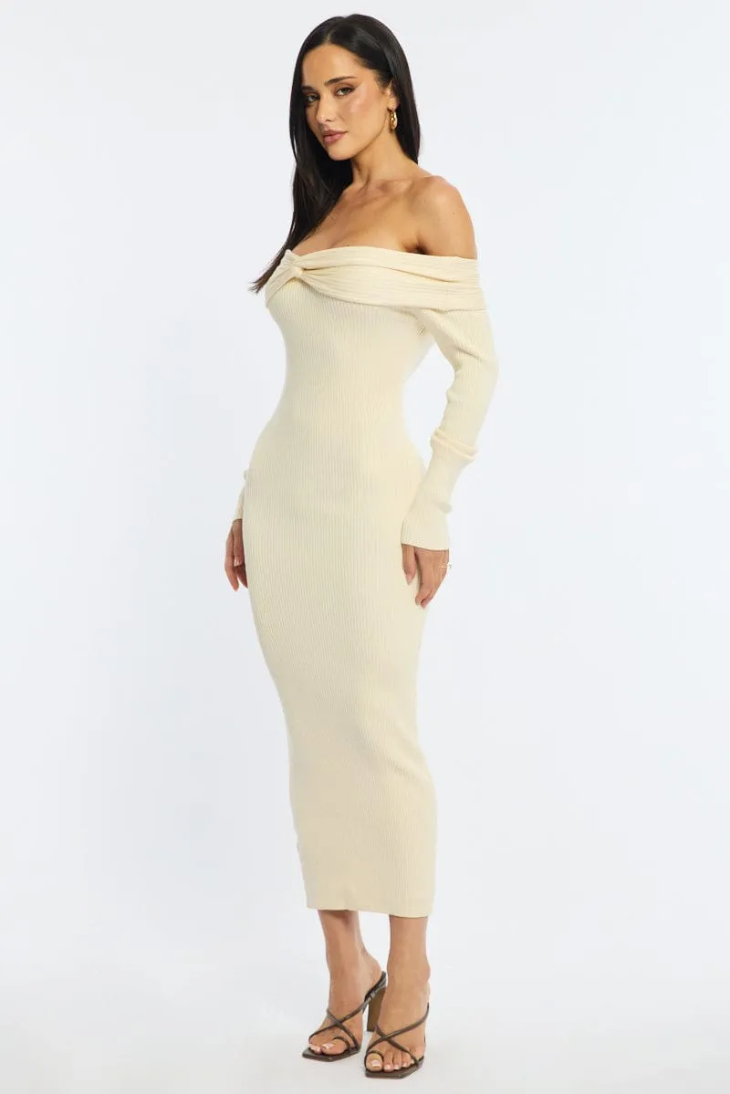 White Knit Dress Long Sleeve Maxi sold by Ally Fashion product image thumbnail 3