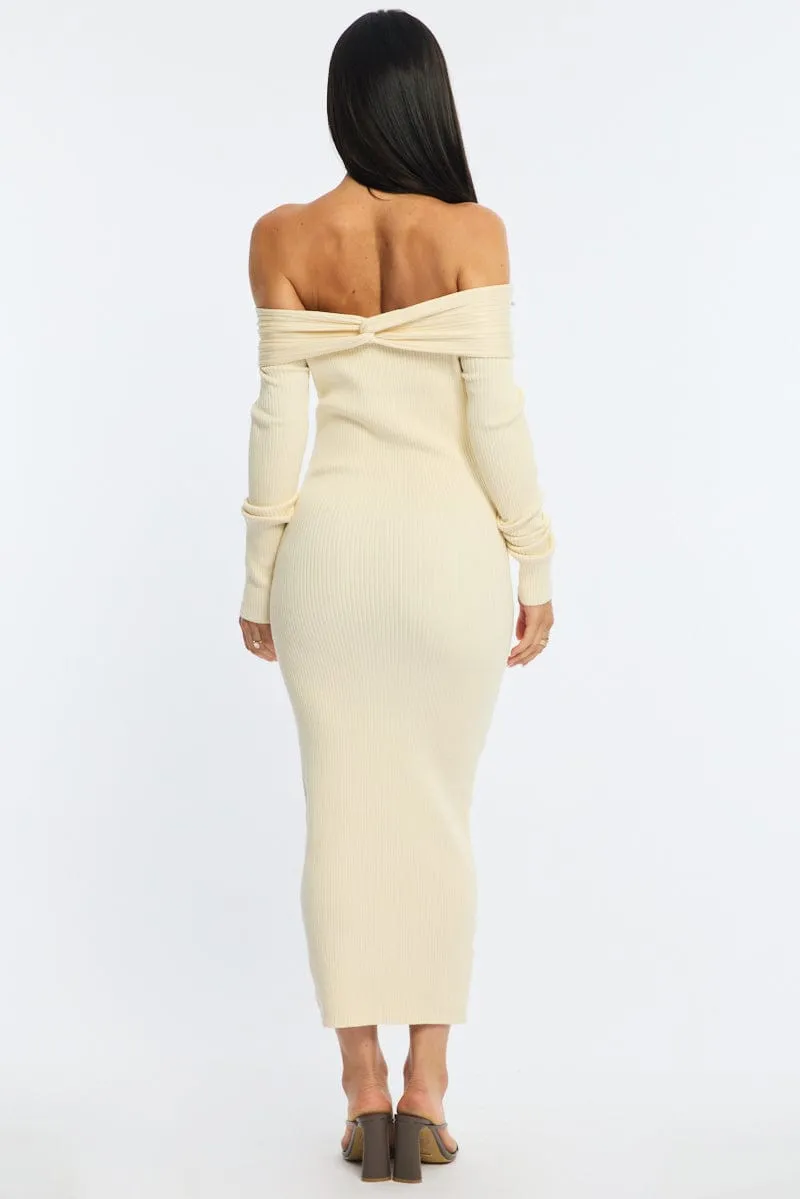 White Knit Dress Long Sleeve Maxi sold by Ally Fashion product image thumbnail 4