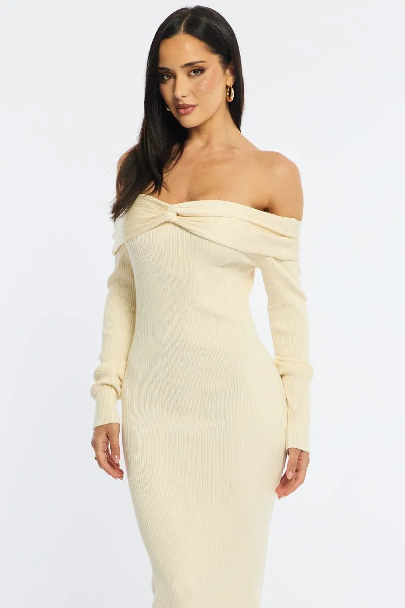 White Knit Dress Long Sleeve Maxi sold by Ally Fashion product image thumbnail 2