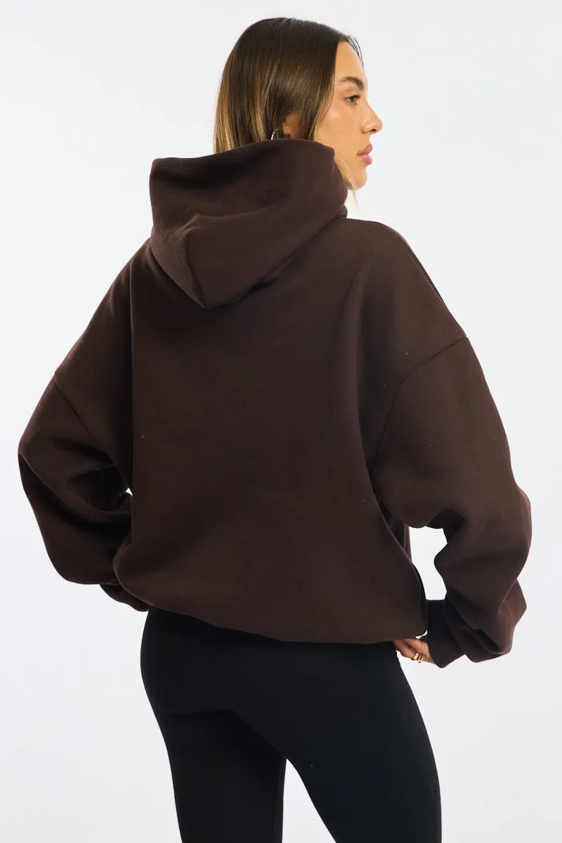 Brown Graphic Hoodie Sweater Long Sleeve sold by Ally Fashion product image thumbnail 4