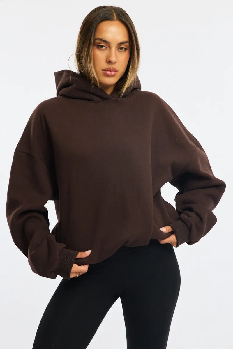 Brown Graphic Hoodie Sweater Long Sleeve sold by Ally Fashion