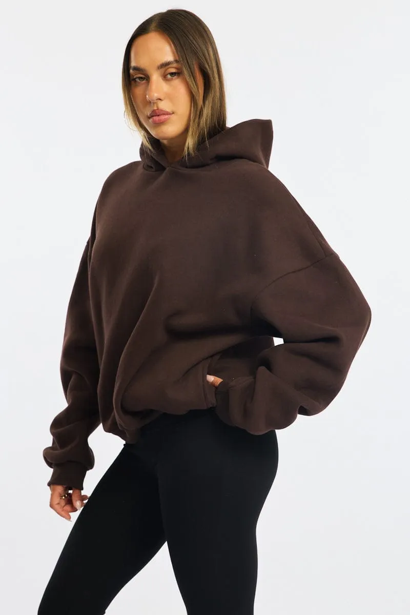Brown Graphic Hoodie Sweater Long Sleeve sold by Ally Fashion product image thumbnail 3