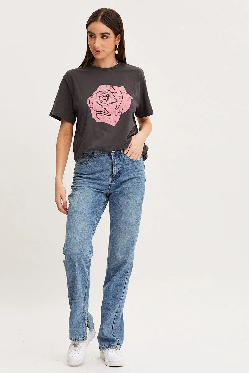 Black Graphic T Shirt Short Sleeve sold by Ally Fashion product image thumbnail 2