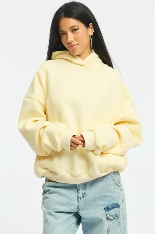 Yellow Graphic Hoodie Sweater Long Sleeve made by Ally Fashion