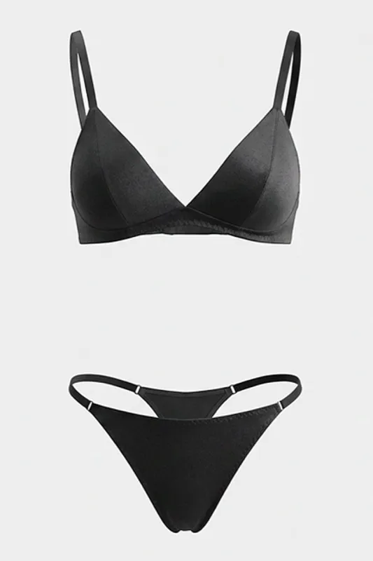 Black Satin Lingerie Set made by Ally Fashion