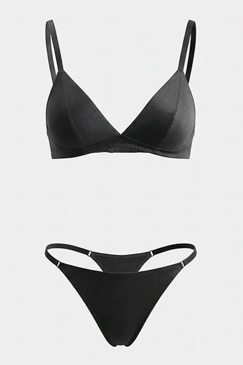 Black Satin Lingerie Set sold by Ally Fashion