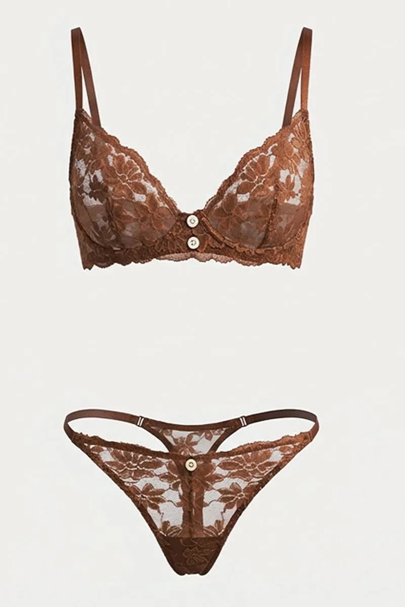 Brown Lace Lingerie Set sold by Ally Fashion