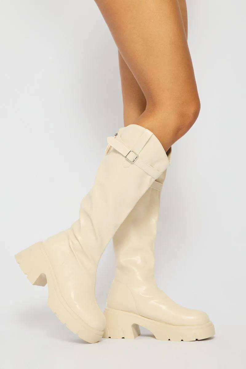 White Knee High Boots sold by Ally Fashion product image thumbnail 3