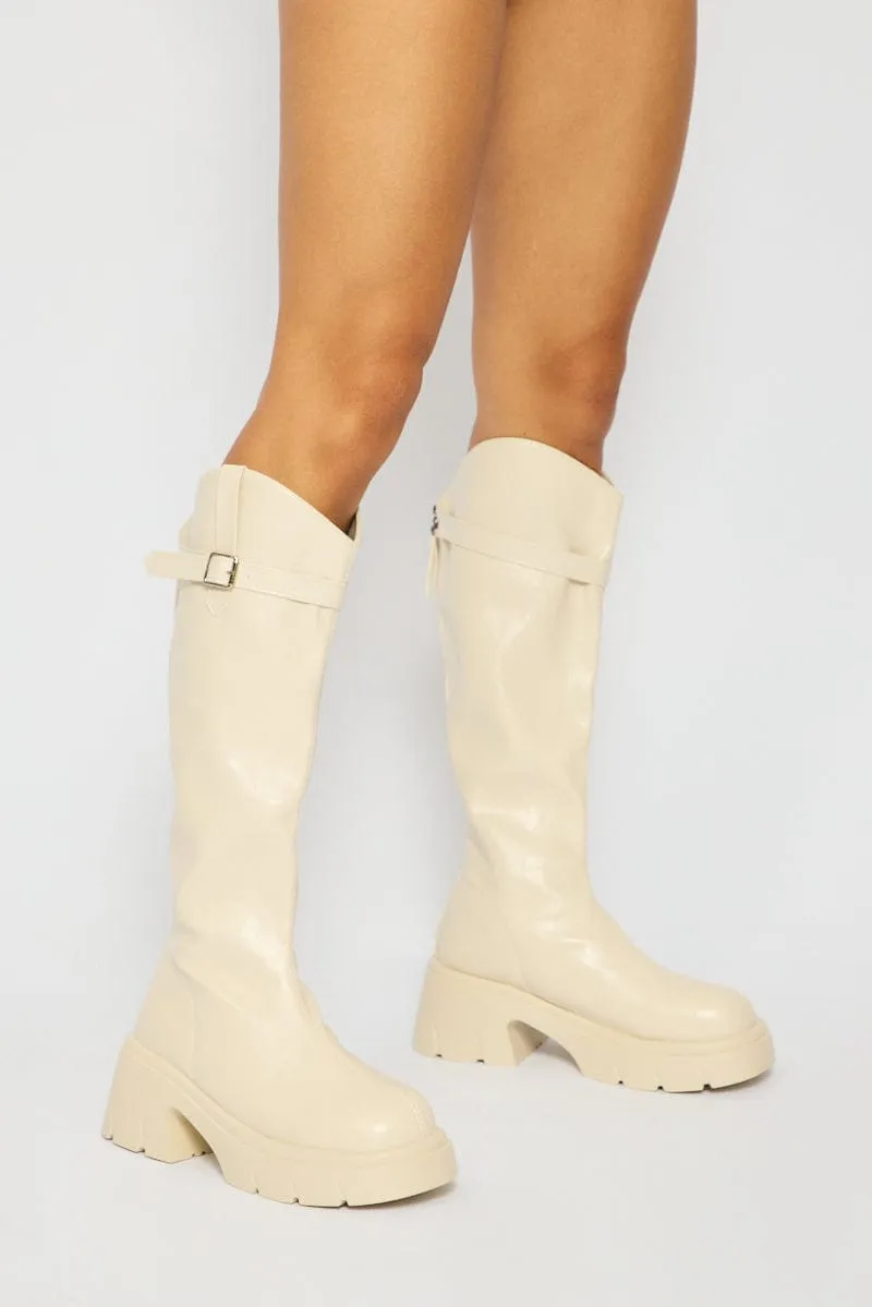 White Knee High Boots sold by Ally Fashion