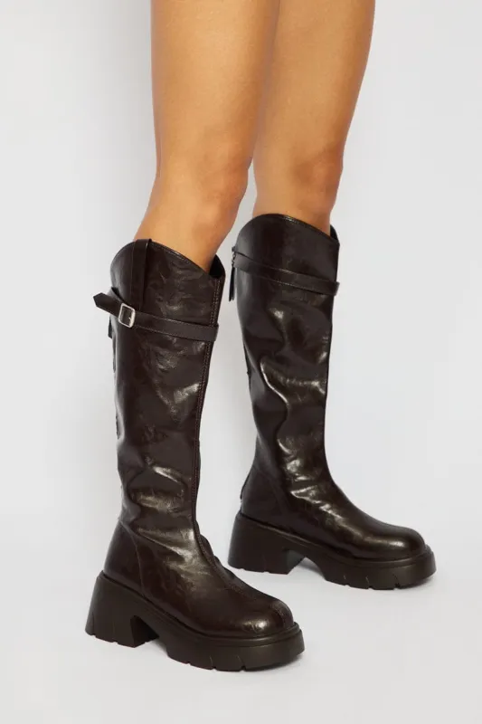 Brown Knee High Boots sold by Ally Fashion