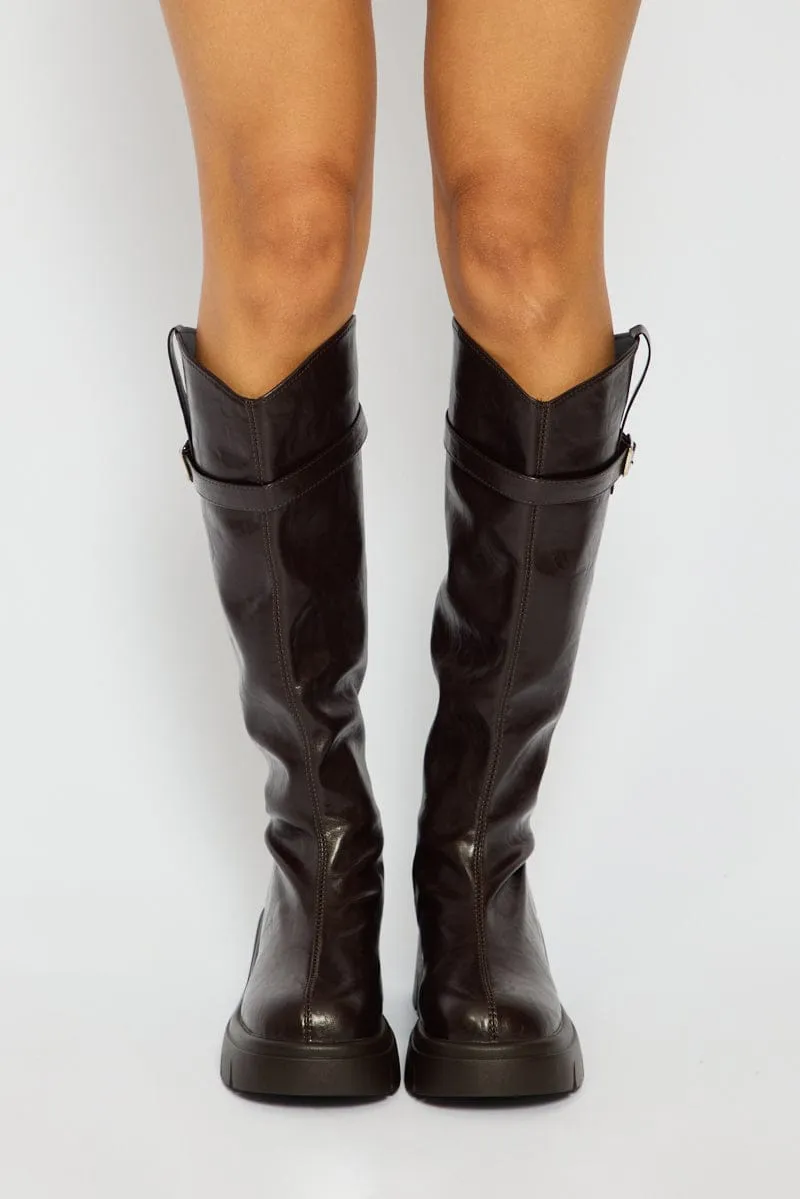 Brown Knee High Boots sold by Ally Fashion product image thumbnail 2