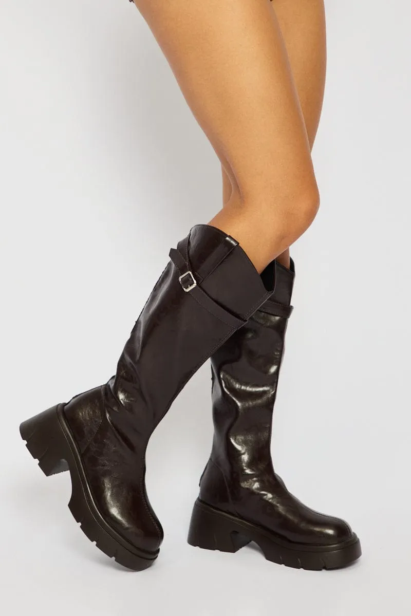 Brown Knee High Boots sold by Ally Fashion product image thumbnail 3