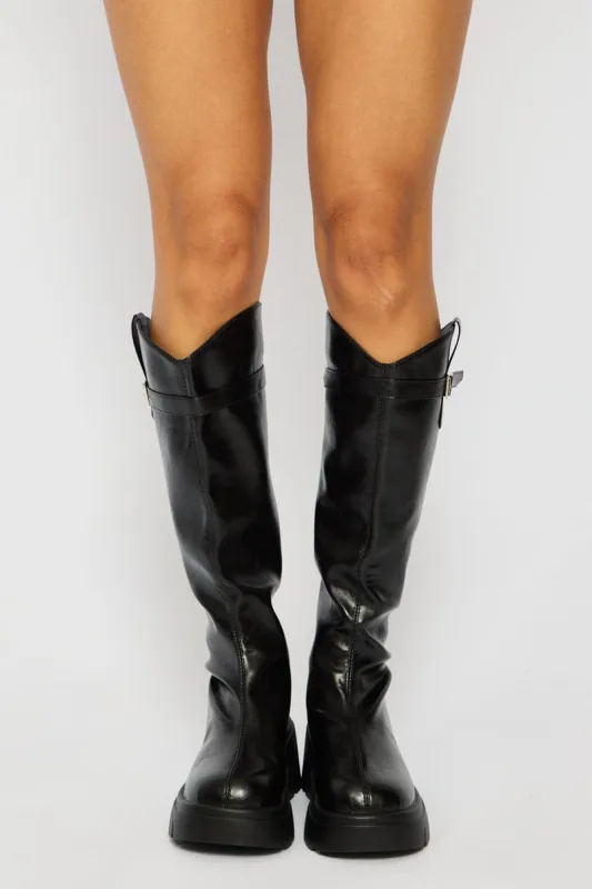 Black Knee High Boots sold by Ally Fashion