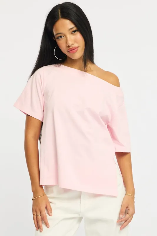 Pink One Shoulder Top made by Ally Fashion