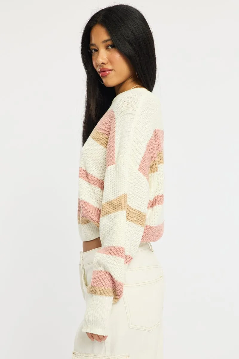 Purple Stripe Knit Top Long Sleeve Color Block sold by Ally Fashion product image thumbnail 3