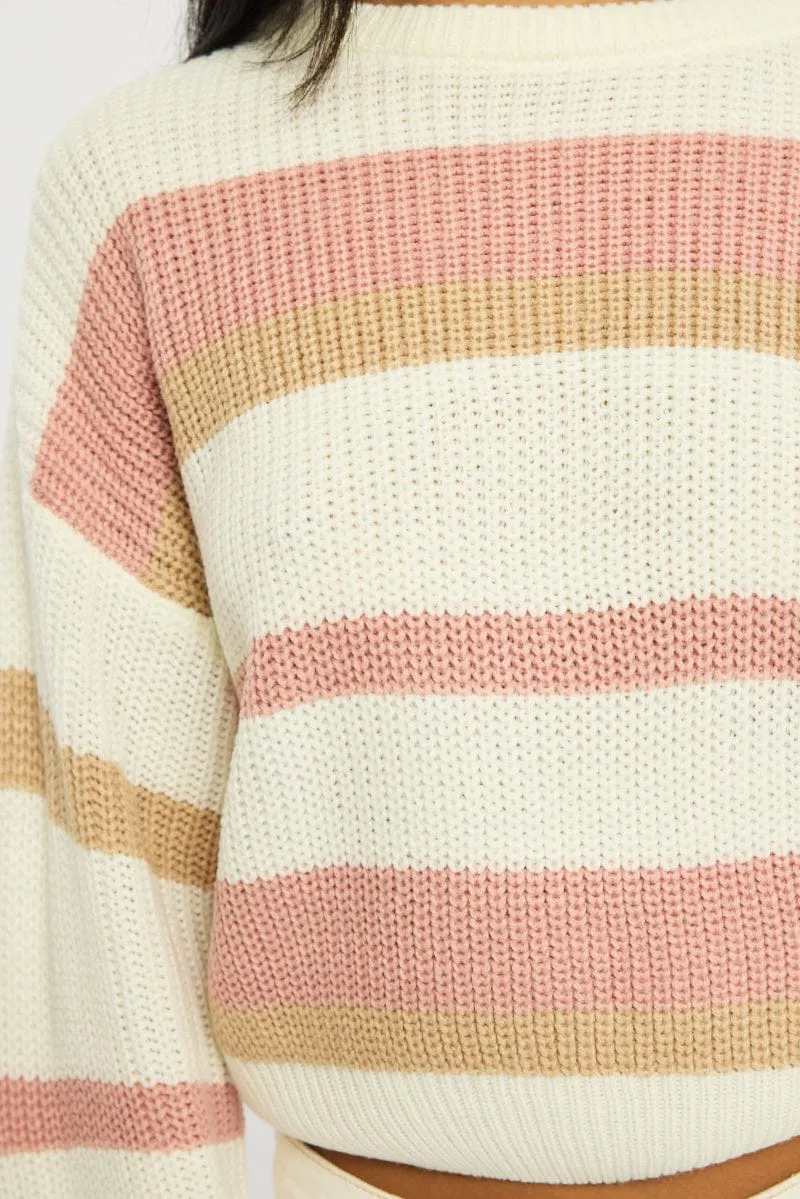 Purple Stripe Knit Top Long Sleeve Color Block sold by Ally Fashion product image thumbnail 5