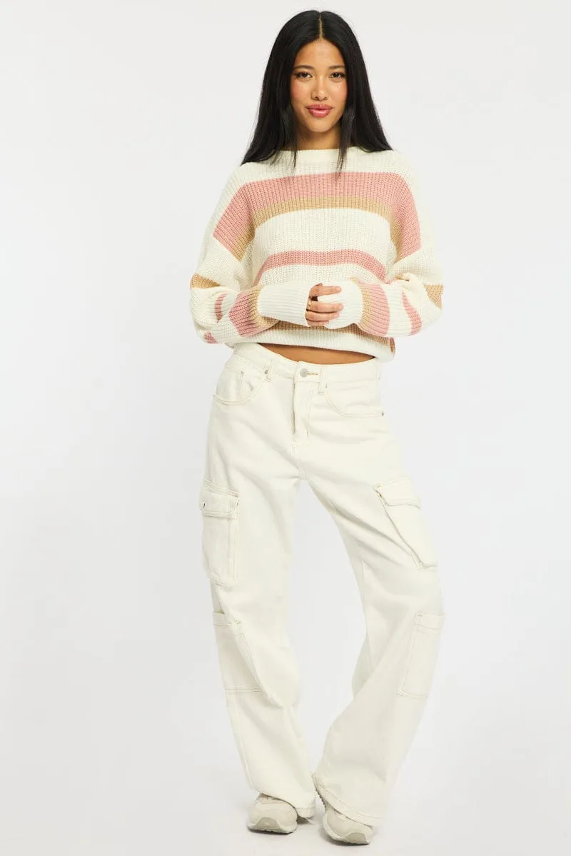 Purple Stripe Knit Top Long Sleeve Color Block sold by Ally Fashion product image thumbnail 2