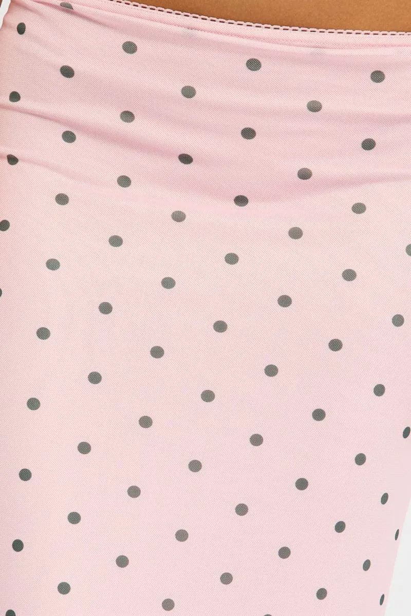 Pink Polka Dot Mesh Skirt Elasticated Picot Trim Midaxi sold by Ally Fashion product image thumbnail 5