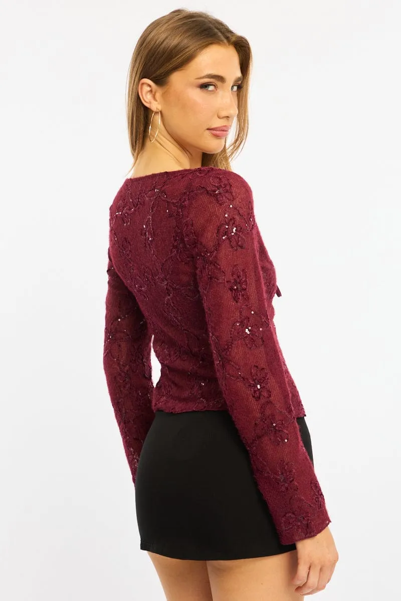 Red Cardigan Long Sleeve Sequin sold by Ally Fashion product image thumbnail 4