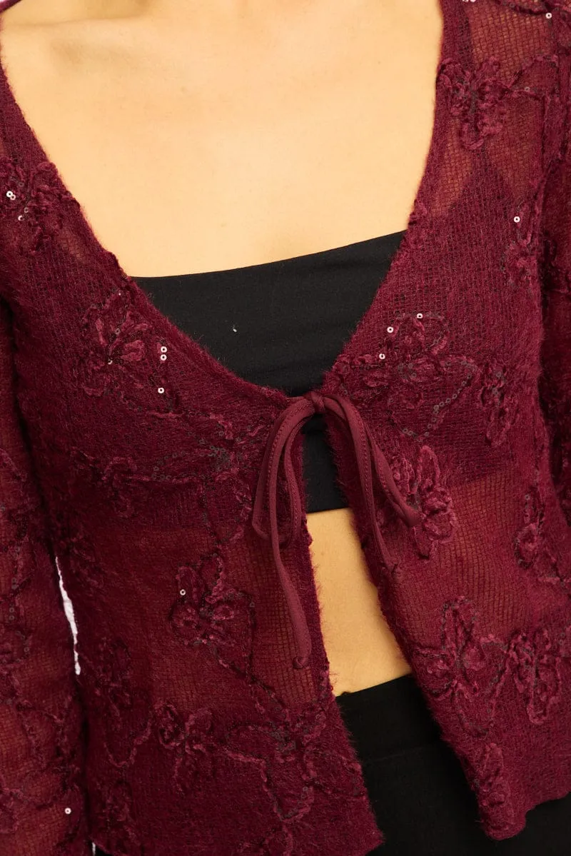 Red Cardigan Long Sleeve Sequin sold by Ally Fashion product image thumbnail 5
