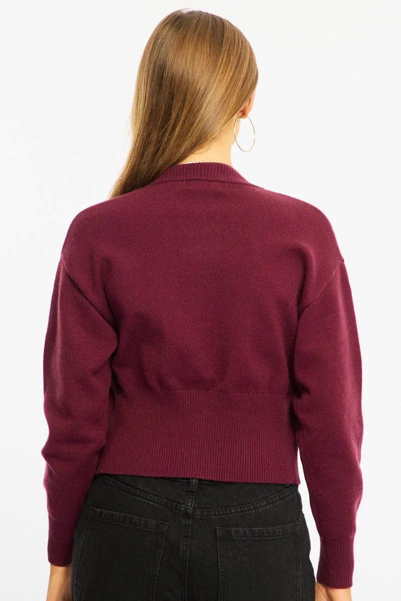 Red Knit Bomber Jacket Zip-up sold by Ally Fashion product image thumbnail 4