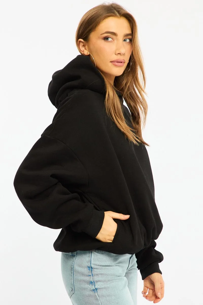 Black Graphic Hoodie Sweater Long Sleeve sold by Ally Fashion product image thumbnail 3