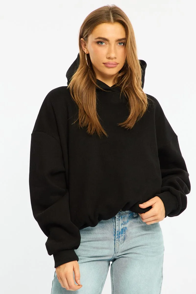 Black Graphic Hoodie Sweater Long Sleeve sold by Ally Fashion