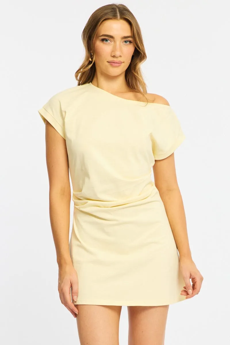 Yellow Asymmetrical Neckline Mini Dress sold by Ally Fashion product image thumbnail 2