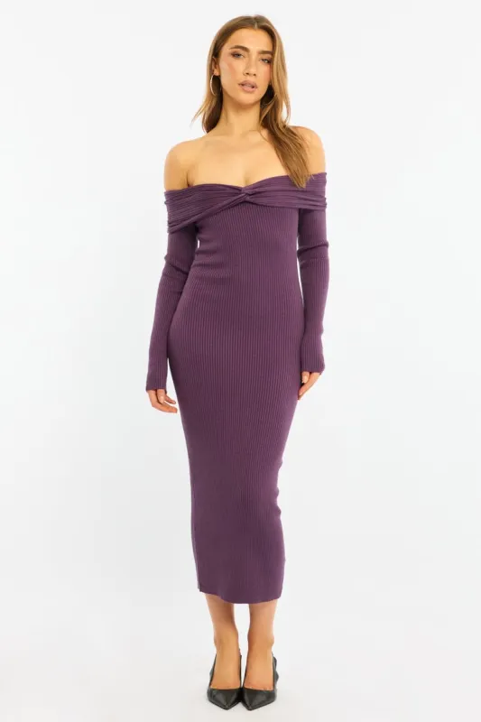 Red Knit Dress Long Sleeve Maxi made by Ally Fashion