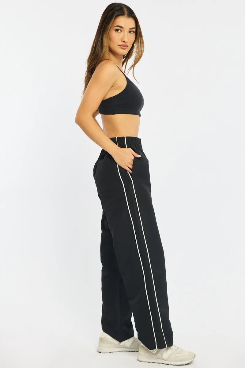 Black Track Pants Wide Leg sold by Ally Fashion product image thumbnail 4