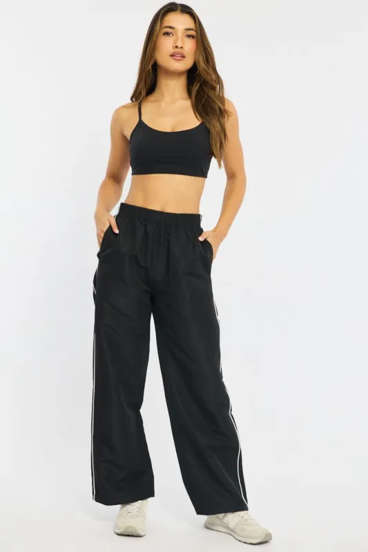Black Track Pants Wide Leg made by Ally Fashion